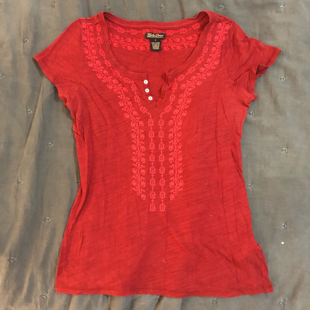 Lucky brand Henley embroidered shirt